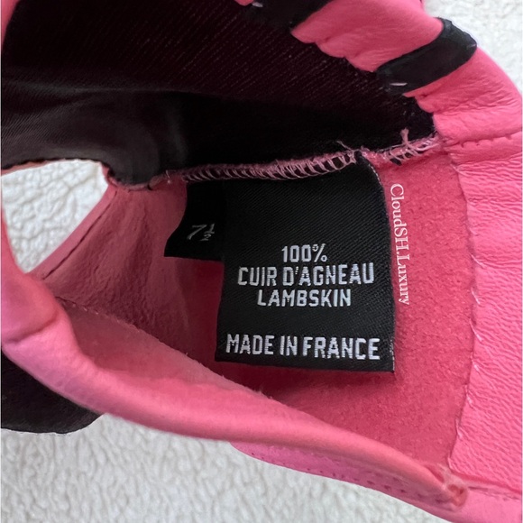 Auth Chanel 22S All Over CC logo Pink Leather Fingerless Gloves - New Condition - Picture 7 of 11